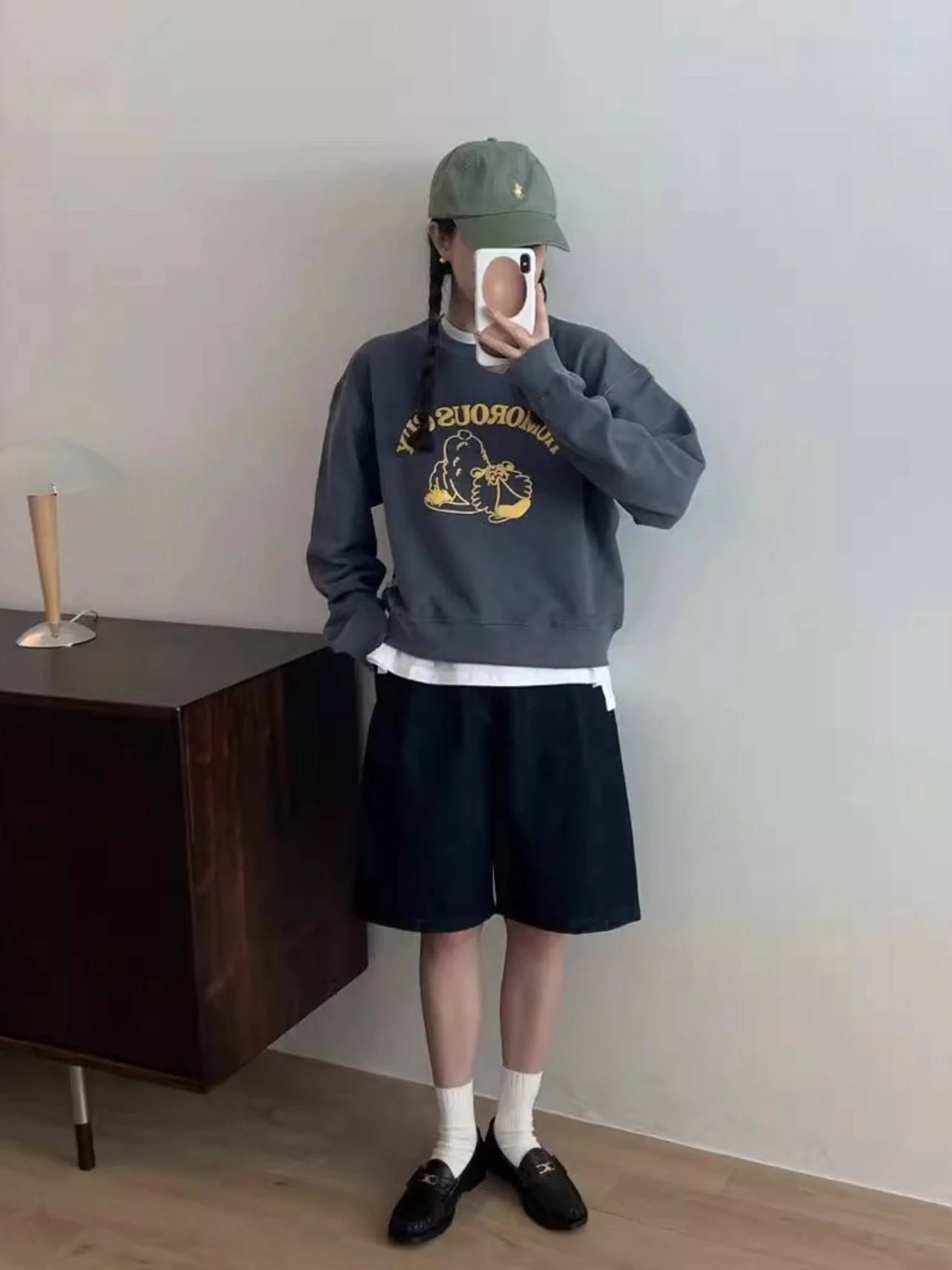 Miss Candy High Waist Wide Leg Deep Blue Casual Denim Shorts Women's High Waist Five-Quarter Length Summer Shorts