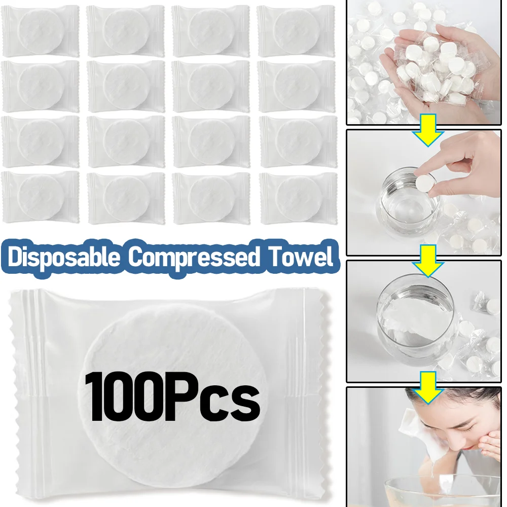 

10-100Pcs Portable Compressed Towels Travel Non-Woven Face Cleaning Soft Towel Tablet Outdoor Camping Hiking Hotel Wipes