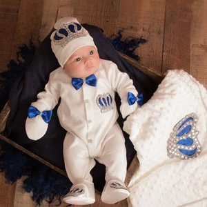 Dollbling-Personalized Crown Baby Girl Layette Set, departure from the hospital, newborns Bling Outfits, 5pcs 10 Main Sales Exit Maternity Girl - №9