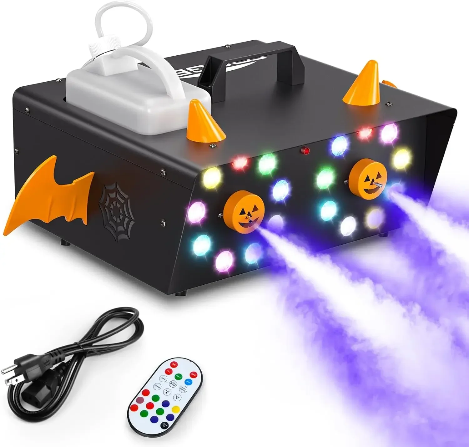 New 18 LED Lights Double Head Smoke Fog Machine With 17 Lighting Create Special Stage Atmosphere Fog Machine Wireless Control