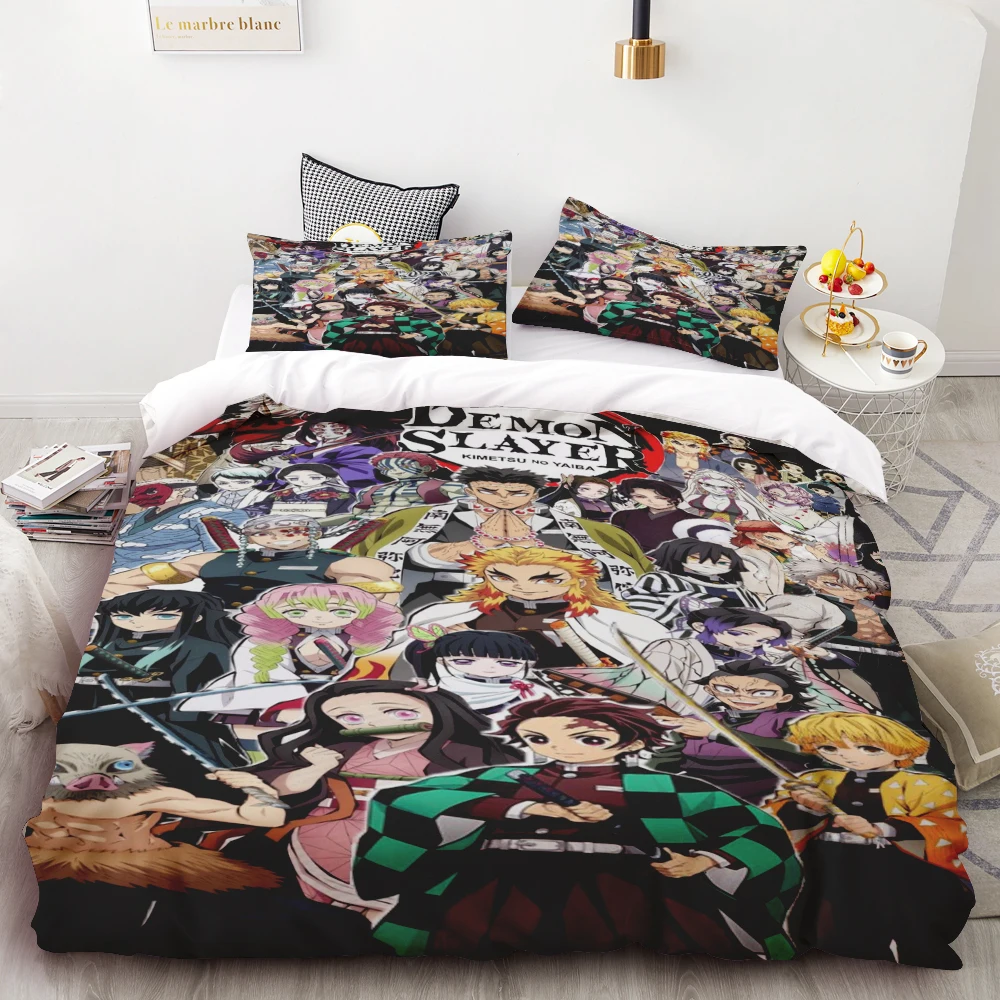 Duvet Cover Kamado Nezuko Demon Slayer Bedding Set Set Bedspread Pillowcase King Queen Full Single Size Bed Linen Kids Teen Gift view 4