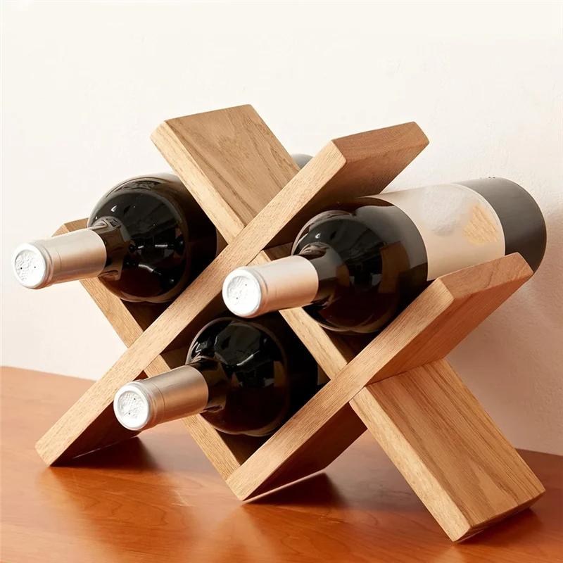 

ABPR-Rustic Wooden For Tabletop Wine Rack Countertop Wine Bottle Holder Free Standing Storage Racks For Cabinet Display