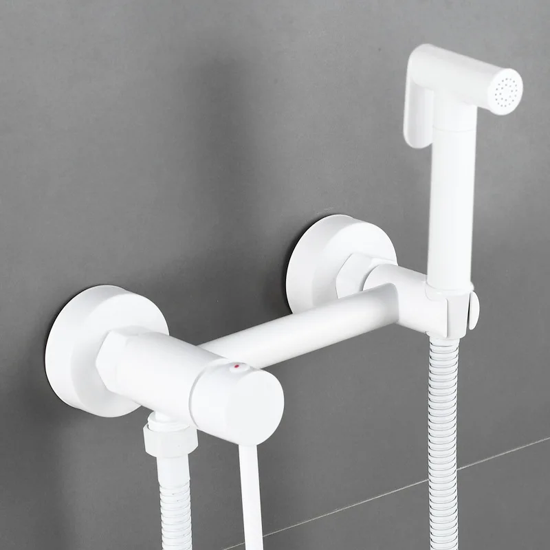 Brass Bidet Faucet Black Toilet Faucet Handheld Toilet Bidet Sprayer Set Hygienic Shower Hot Cold Water Mixer Shower Head