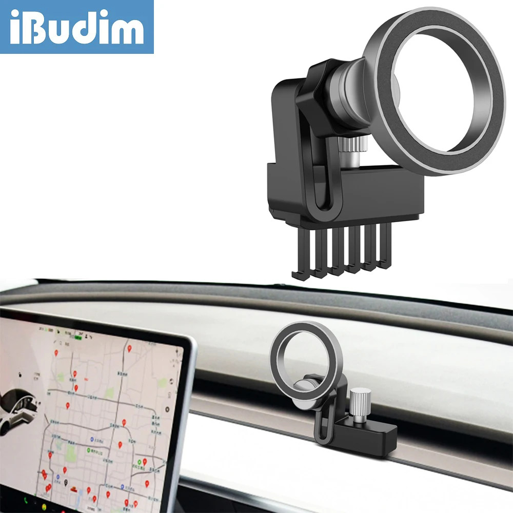 iBudim Magnetic Car Air Vent Clip Mount for Tesla Model 3 Model Y Strong Magnet Car Phone Bracket for iPhone 14 13 12 Magsafe