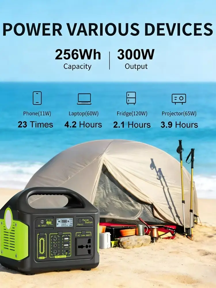 Gaiaray 300W Tragbare Stromversorgung 256Wh 12,8V Solar-Powerstation Ladegeräte Notstrom-Generator für Camping, Reisen, Heimgebrauch, Wohnmobile, LiFePO4 3000+ Zyklen, Smart BMS