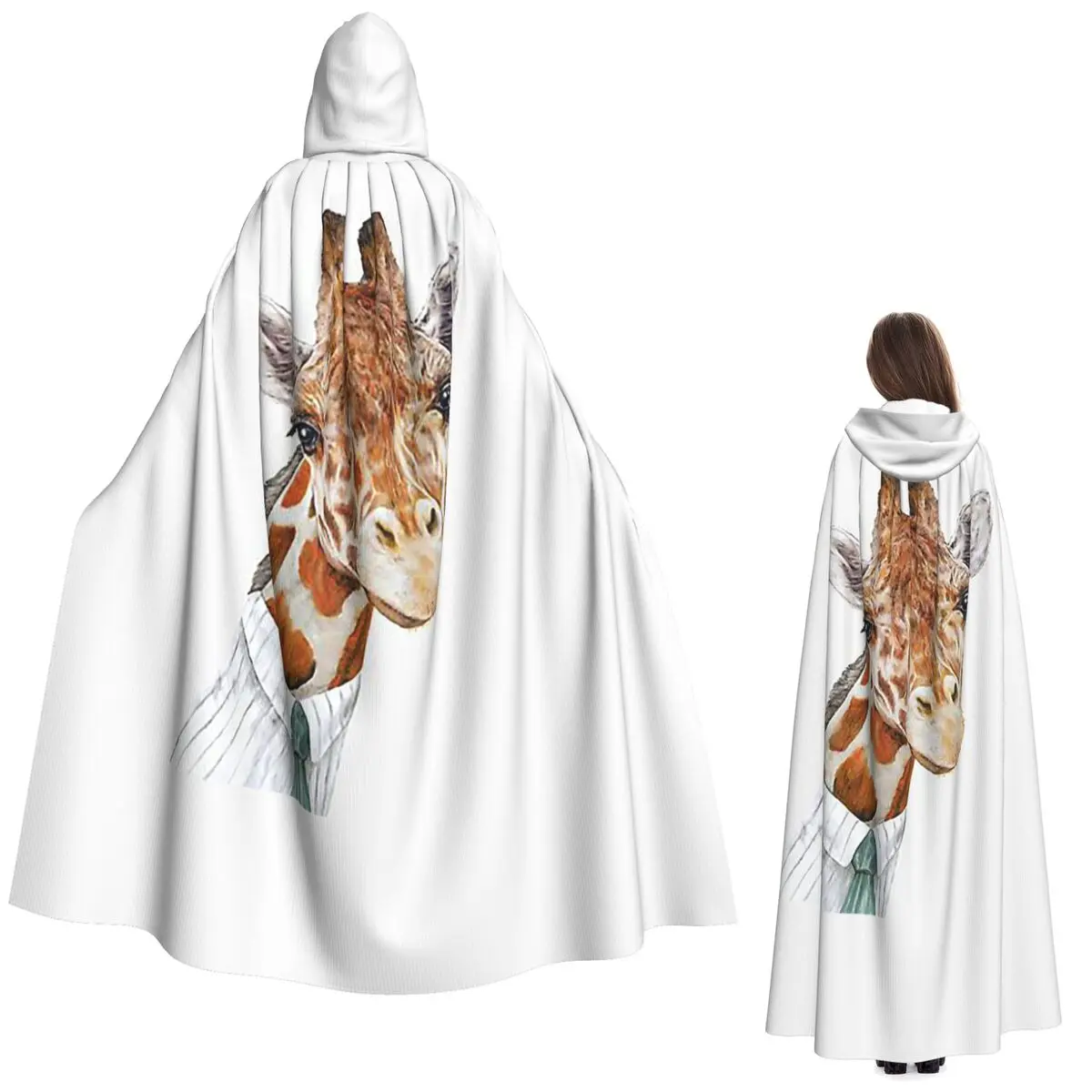 

Giraffe Long Hooded Cloak Witch Medieval Costume Cosplay Cape HalloweenParty Adult Unisex