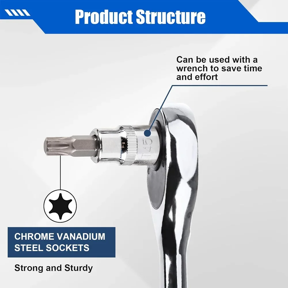 13 pçs kit chave torx ferramenta de reparo automóvel conjunto chave fenda impacto soquete wrnech cabeça profissional bicicleta carro ferramentas oficina mecânica