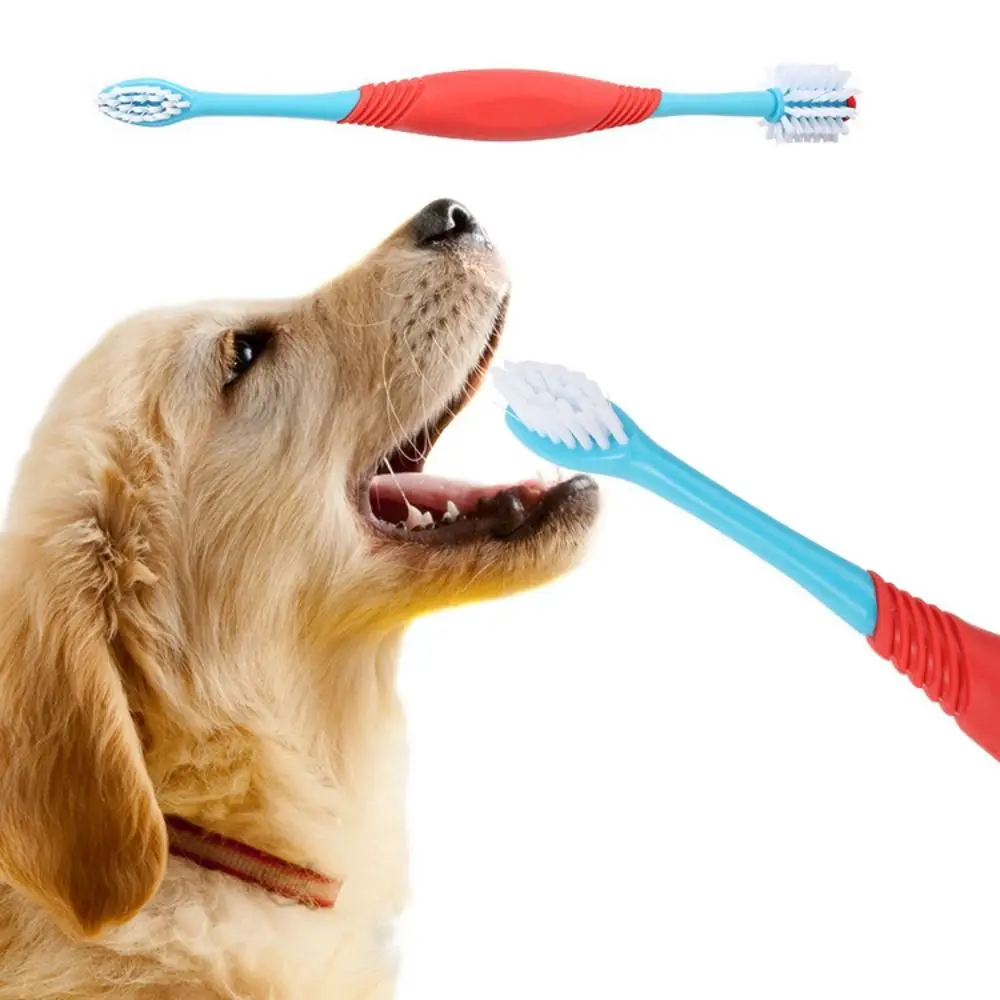 360° Pet Double Head Toothbrush Soft Bristle Plastic Pet Finger Toothbrush Wear Resistant Pet Tooth Cleaning Tools