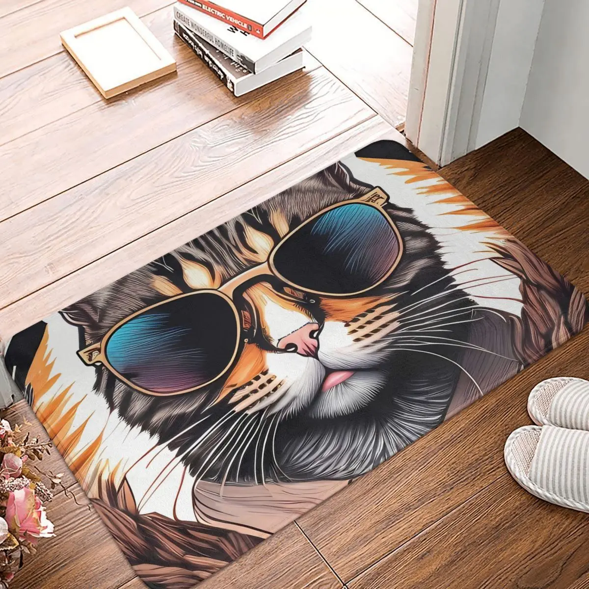 Cat In Sunglasses Army Man Squad Anti-Slip Rug Doormat Living Room Mat Floor Carpet Welcome Decor