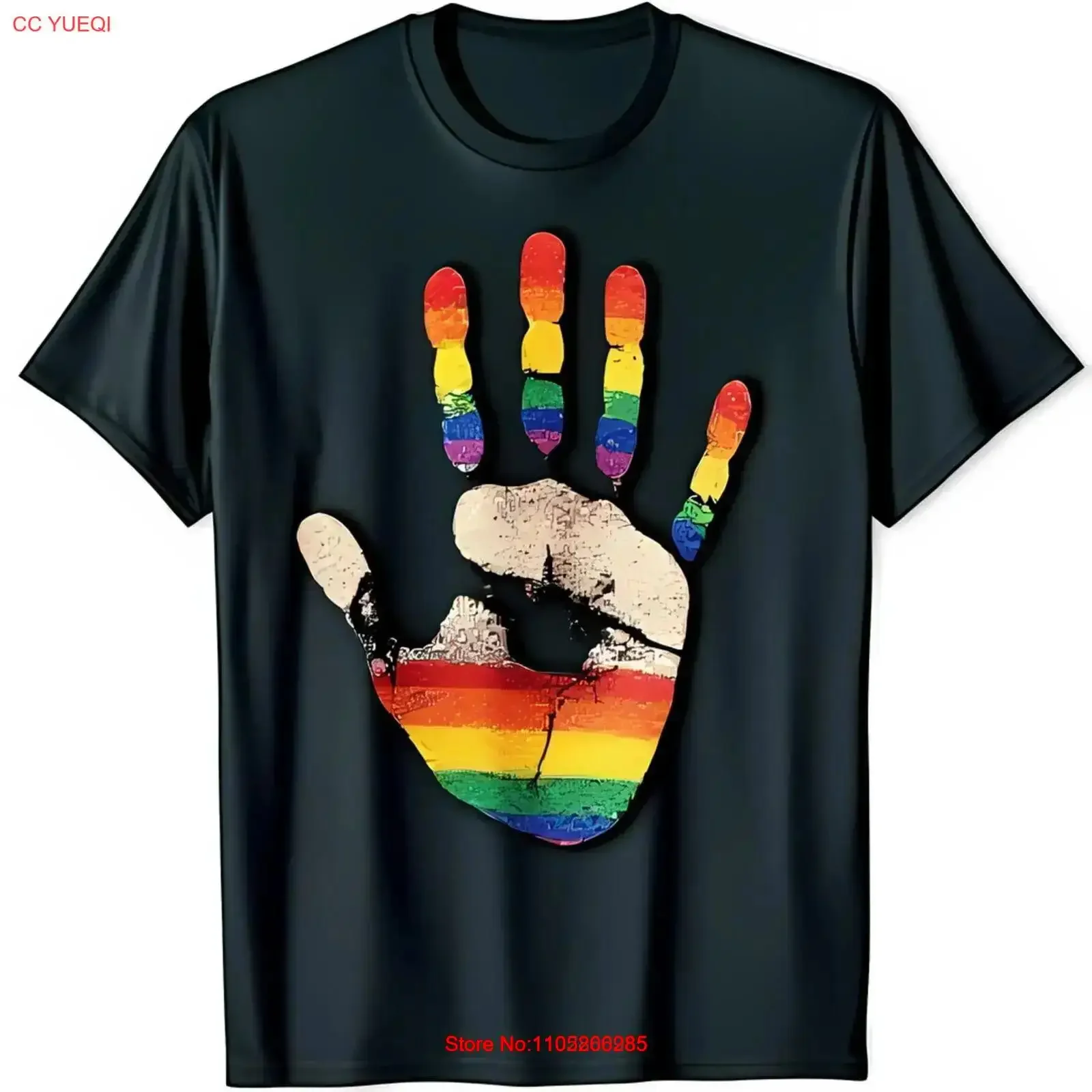Black T Shirt with Vibrant Rainbow Support LGBTQ Pride Diversity vintage Washed Casual graphic streetwear Unisex Versatile