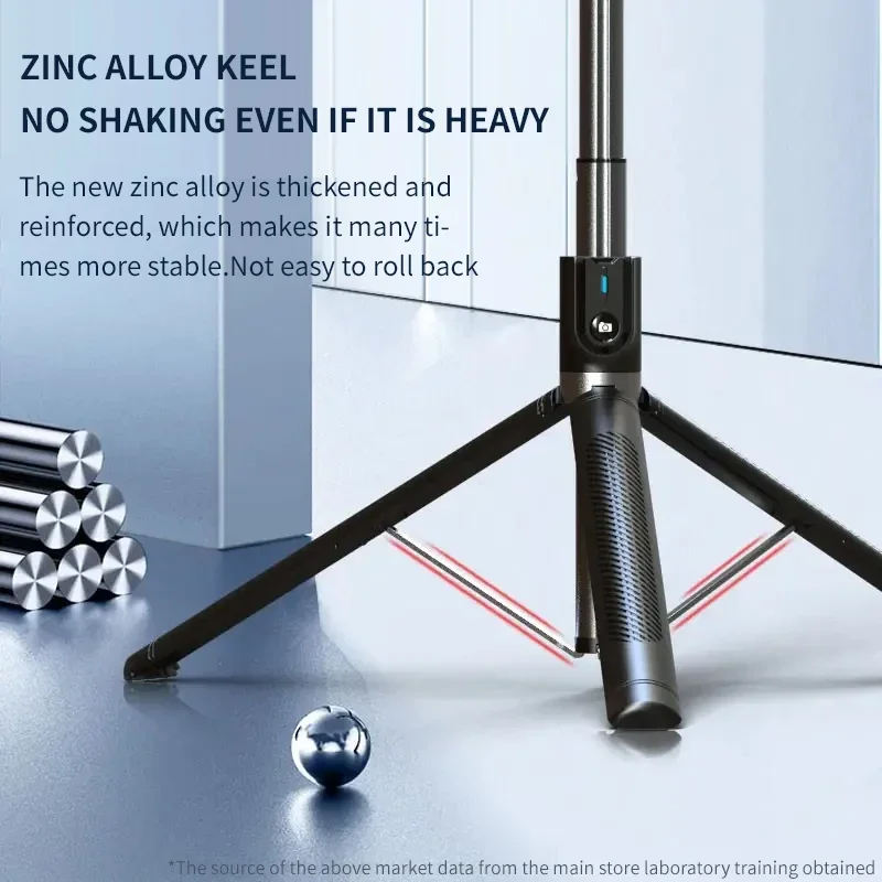 

Селфи-палка P100 Bluetooth с штативом 180 см, функциями записи видео и прямой трансляции, совместимая с iPhone и Android.