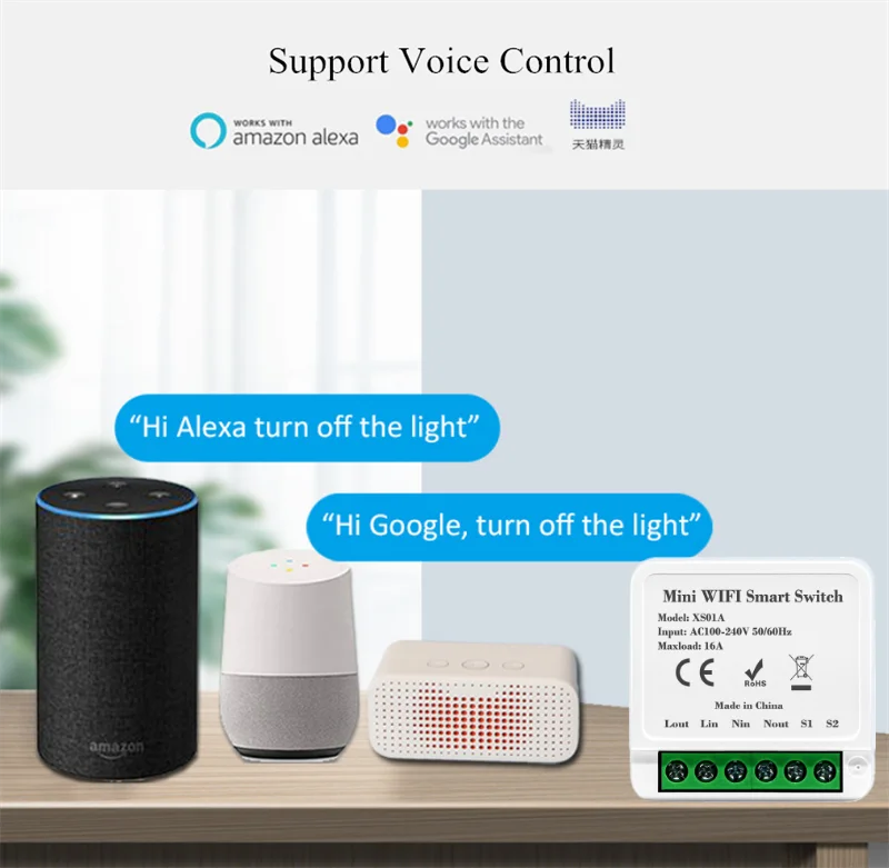 Mini Smart Wifi Switch Real 16A Smart Home Automation Module funziona Alexa Google Home Smart Life supporta il controllo a 2 vie