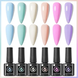 UR SUGAR 6Pcs/set Macaron Series Gel Nail Polish Set Glitter Semi Permanent UV Nail Kit Base Matte Top Coat Nail Art Manicure