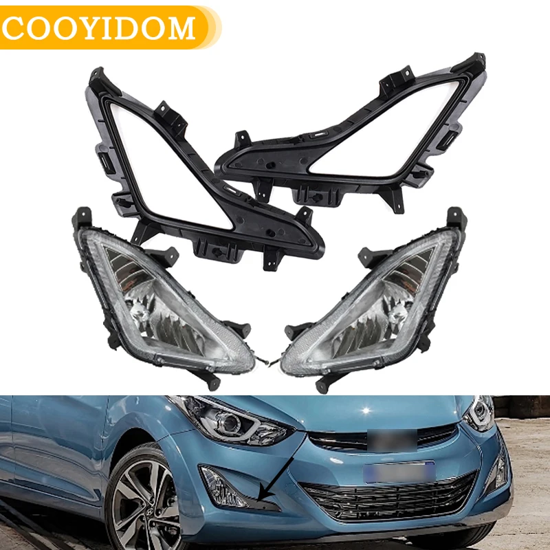 

1 set Front bumper Foglights For Hyundai Elantra i35 2014 2015 2016 fog Lamp Driving Lamp headlight Assembly foglight grill