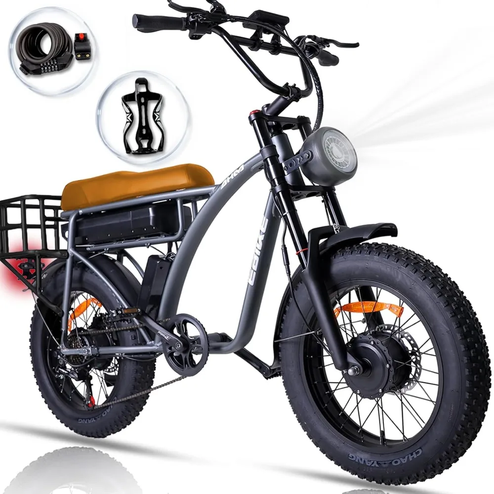 Electric Bike for Adults, 2000W Dual Motor Ebike 48V 18Ah Removable Battery 7-Speed Mountain Ebike City Commuter Road Snow Cargo