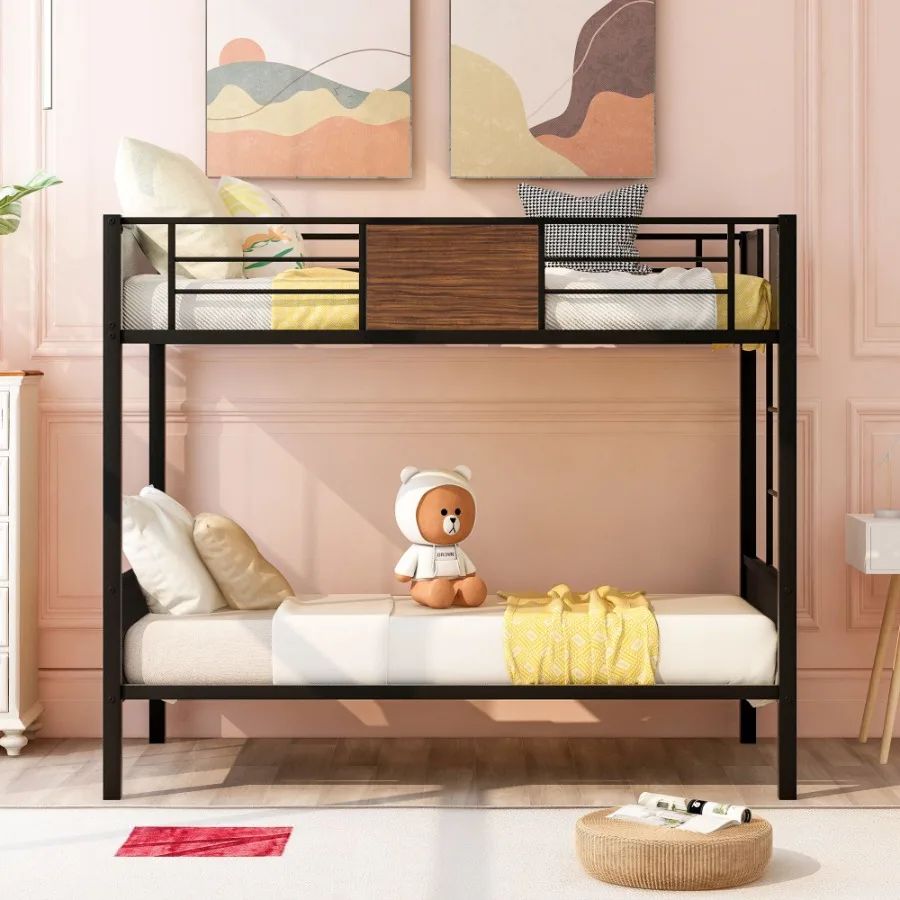 

Twinovertwin bunk bed modern style steel frame bunk bed with safety rail builtin ladder for bedroom dorm boys girls adults