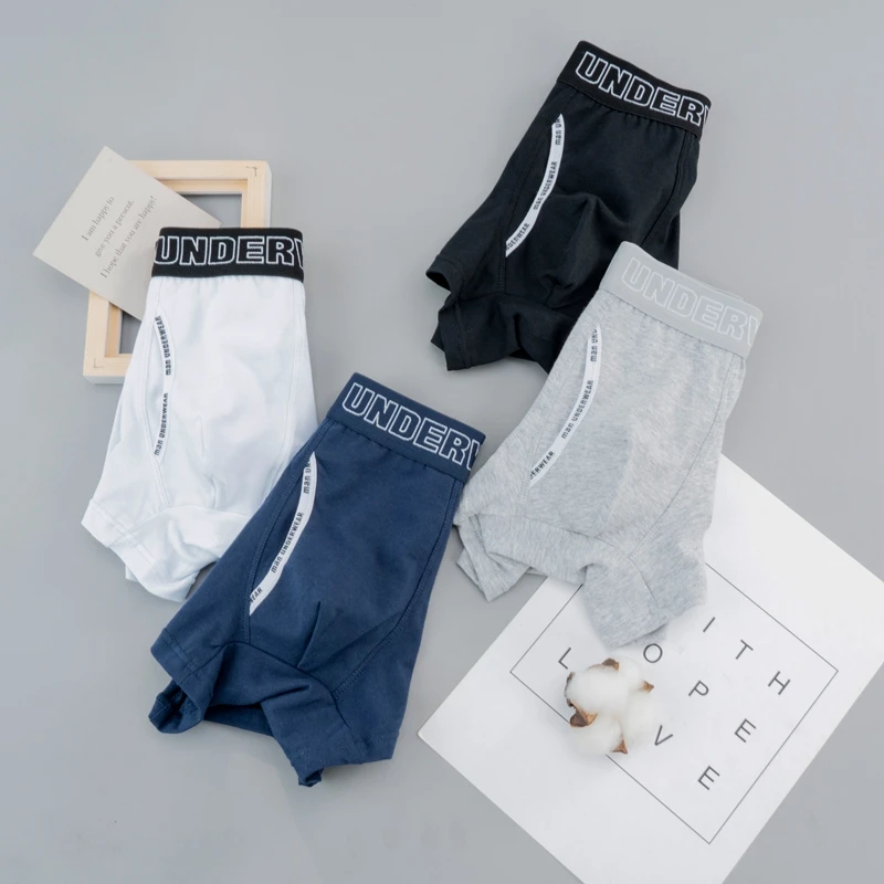 3 Pcs/Lot Men\'s Boxers Briefs Underwear 95% Cotton Underpants Breathable Male Shorts Comfortable Lingerie Panties Letters Boxer
