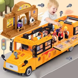 Simulation Large Inertia School Bus Toy Bus School Bus Bus Model Light Car Toy Children's Educational Interactive Toy Boy Gifts