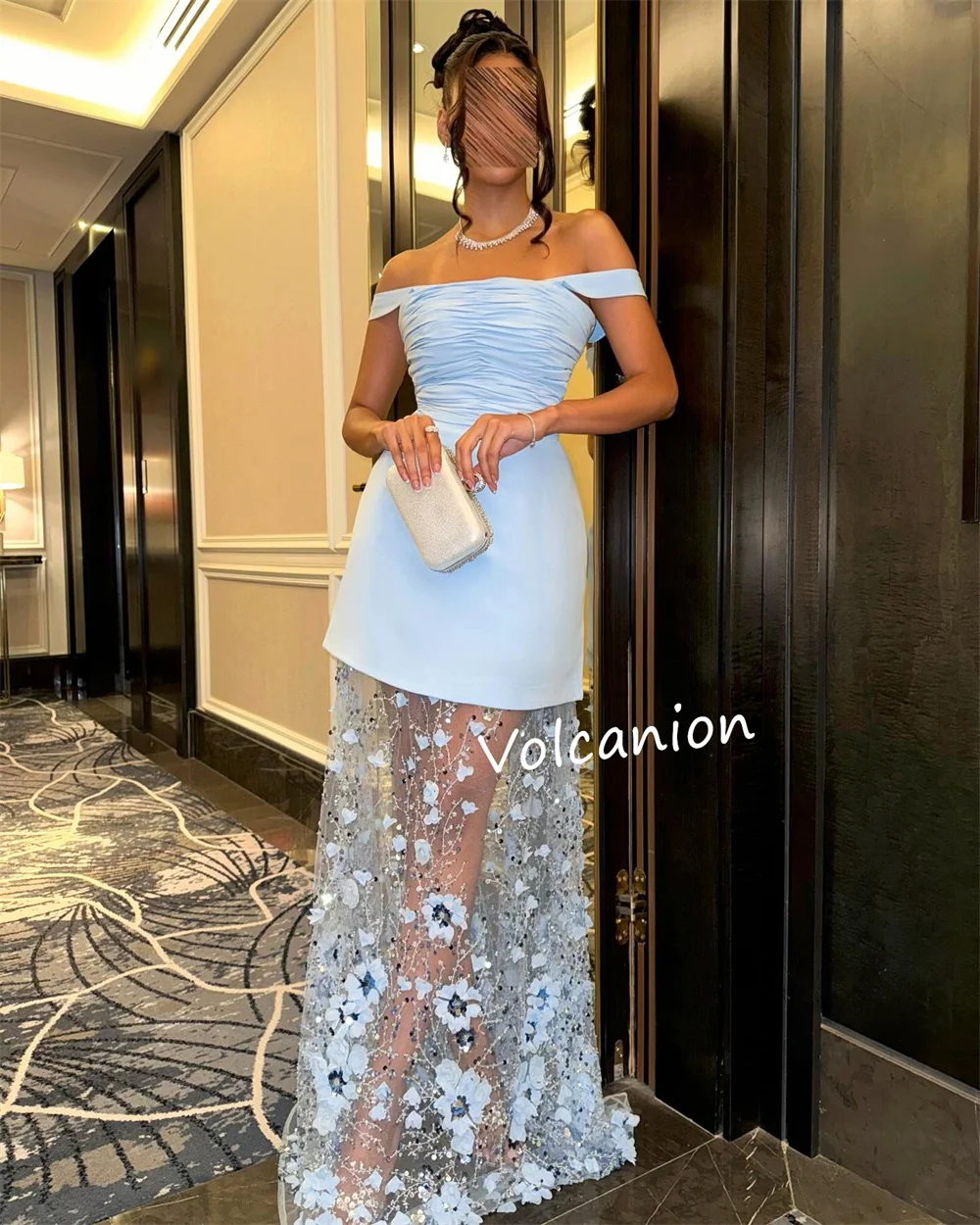 فساتين طويلة مخصصة من الجيرسيه مزينة بالترتر على شكل حرف a مكشوفة الكتف مناسبة مخصصة ومطابقة رائعة