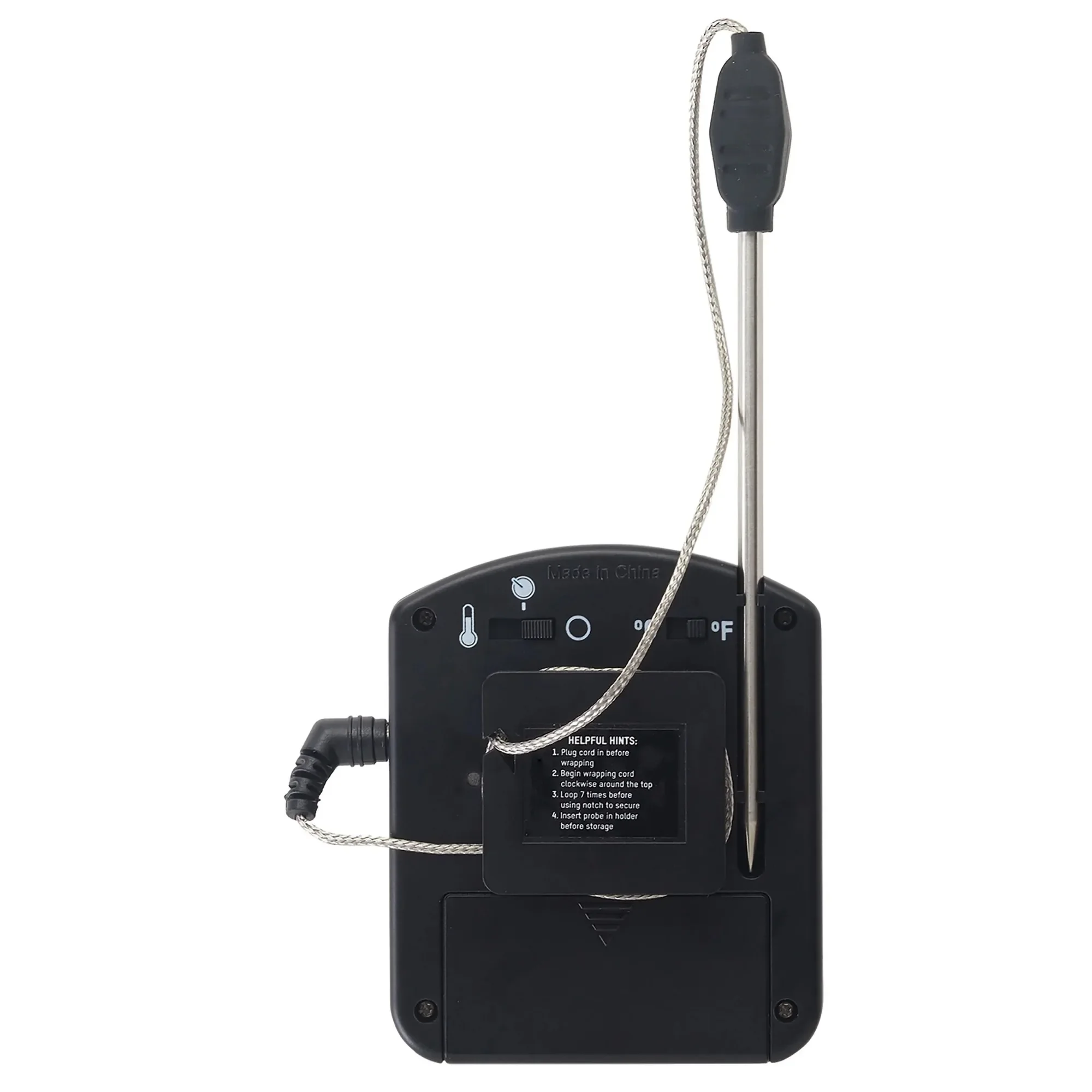 Wired Stainless Steel Probe Digital Meat 0.3lb Thermometer with Backlight Display Screen Gray