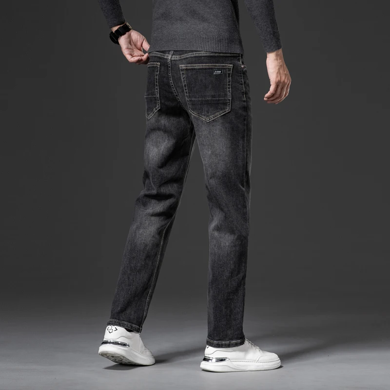 Autumn and winter men's loose straight leg  business casual big size jeans men clothing streetwear denim mens jeans