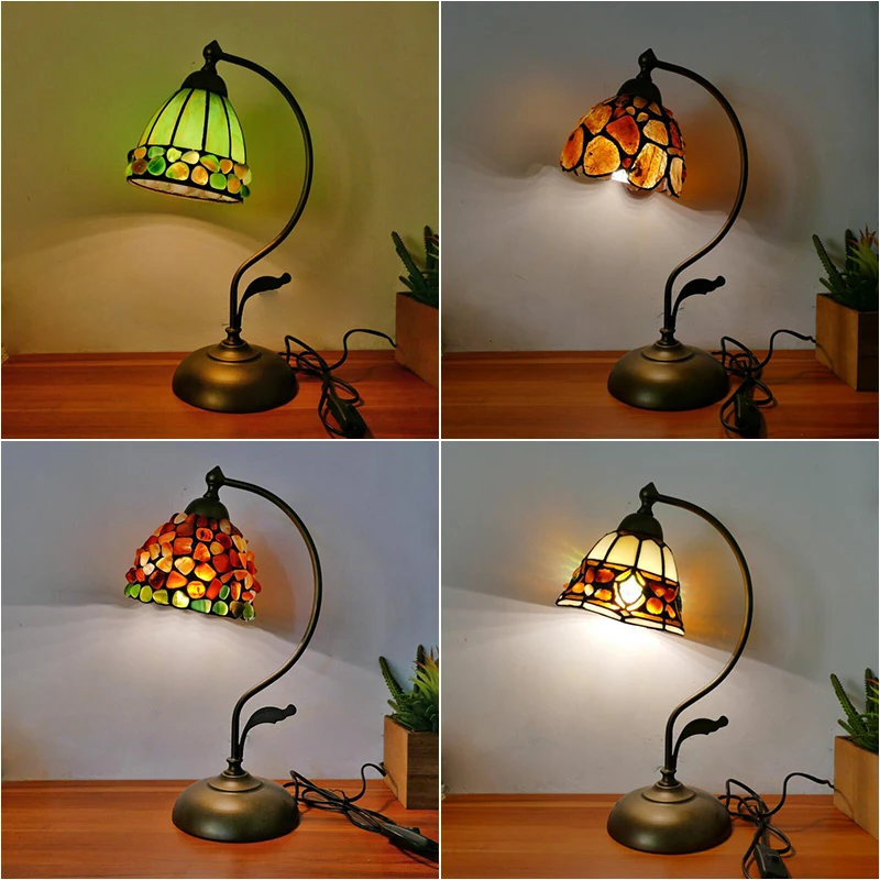 Agate Stone Tiffany Table Lamp Standing Desk Light for Living Room Bedroom Lighting Fixtures Mediterranean Home Decor Luminaria