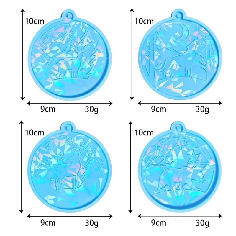 DIY Holographic Laser Animal Combination Plum Deer Polar Bear Pendant Silicone Mold Christmas Decoration Resin Molds