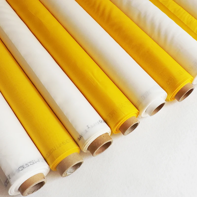 62T 64um Polyester Monofilament Screen Mesh for Textiles/PCB/Glass/Screen Printing With White Yellow Color 100% Polyester