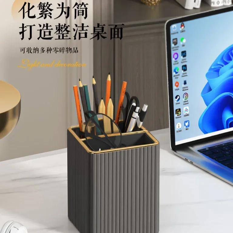 DurablePen Holder Office Desktop Storage Home Study Minimalist Style Retro Decorations Large Capacity
