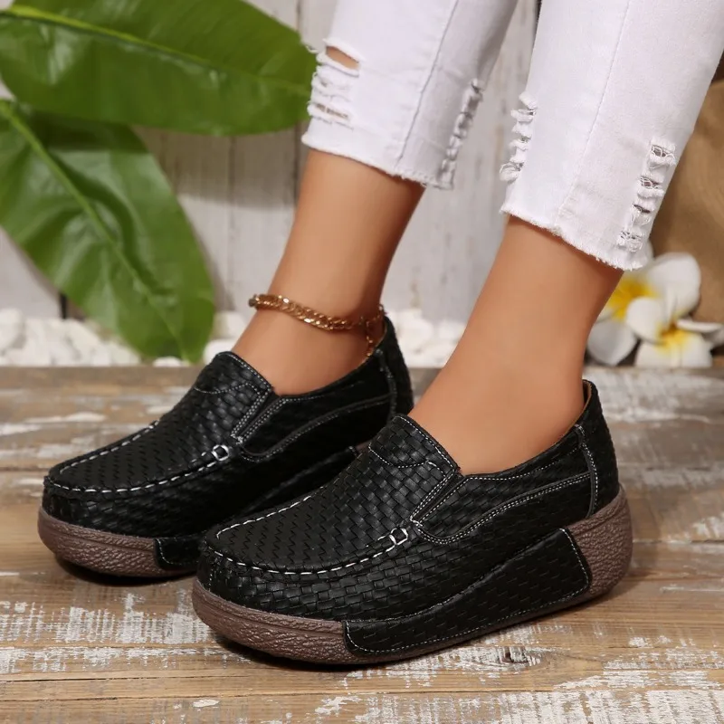 2026 Spring New Style: Shang Shi Thick Soled Sponge Cake Shoes, Slope Heel Casual Single Shoes, One Step Lazy Women's Shoes