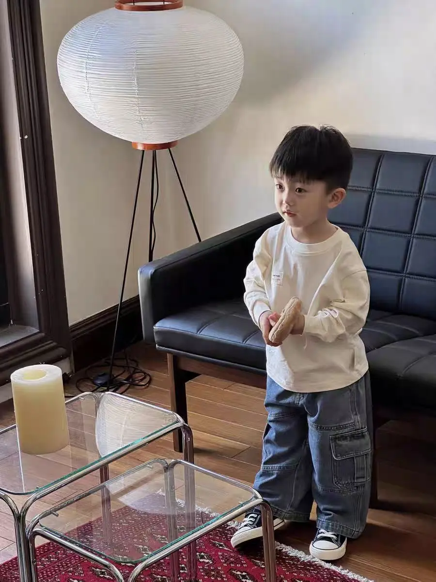 18M-7T spring autumn child kids boys cotton casual stretch waist wide leg jeans