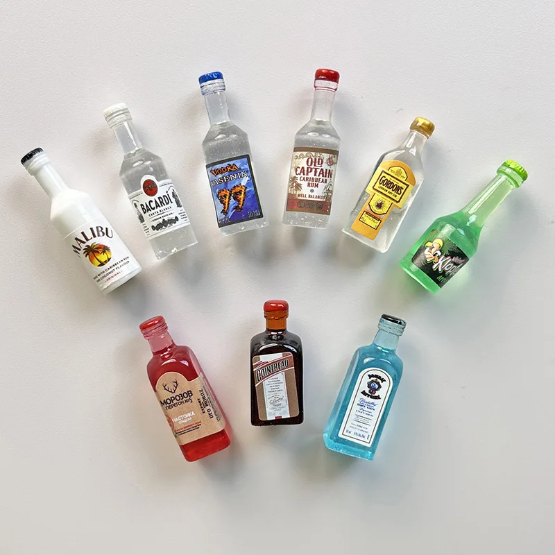 10pcs Mini Resin Liquor Bottles Decorations Dollhouse Mini Spirit Bottles Toys 11 Kinds Of Mixed Mini Bottles For DIY Handwork