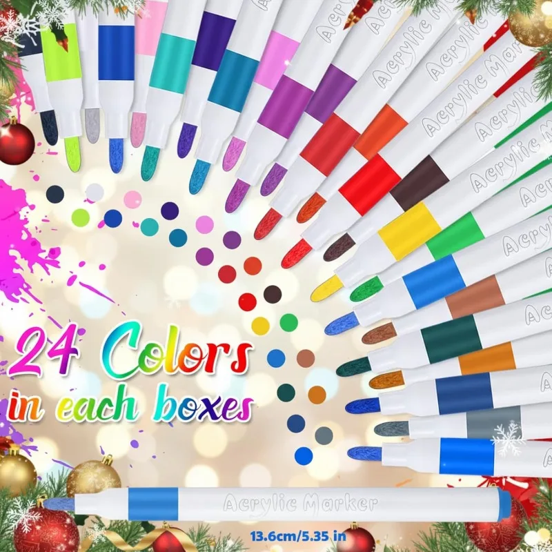 12/24/36 Colors Acrylic Paint Pens Medium Tip 8 Sets Markers for Pumpkin Rock Wood Canvas Ceramic Glass Metal DIY Crafts Gifts