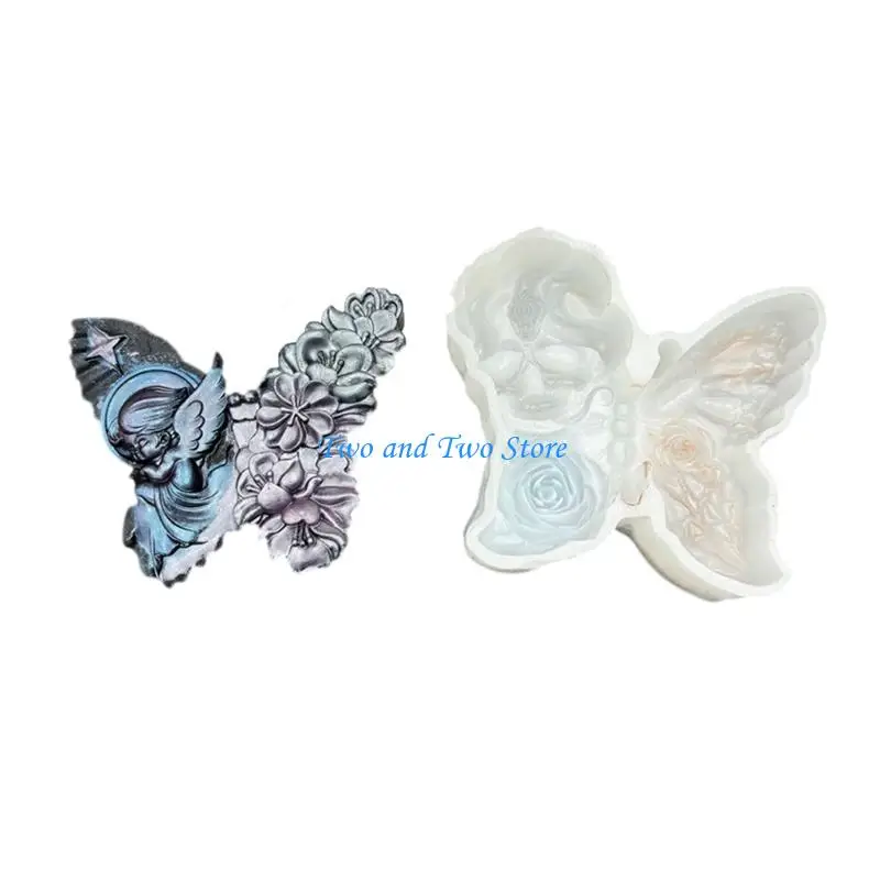 

HX6F Day of The Dead Skull Butterfly Flower Soap Silicone Mould for Craft