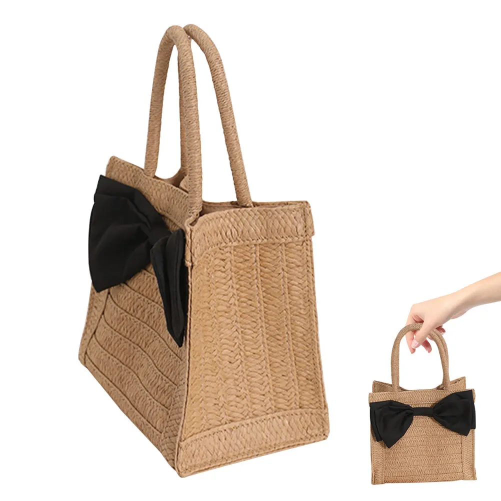 Hand Woven Straw Bag Large Capacity Foldable Tote for Women Daily Shopping Beach Travel Lightweight Storage Pouch Casual Female