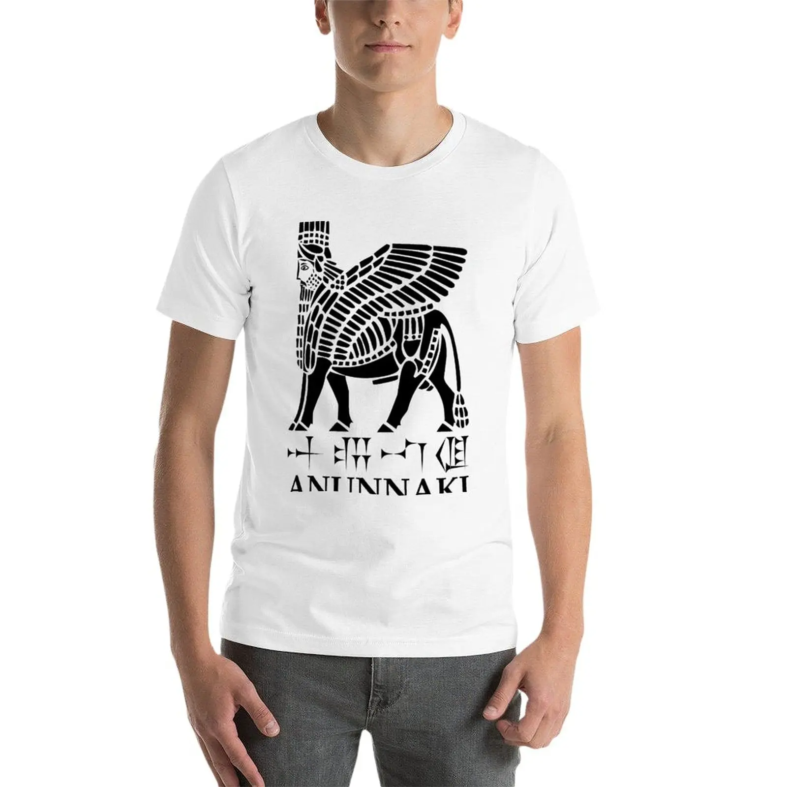 New Anunnaki, Lamassu, Cuneiform Text, (Black/White) T-Shirt sublime t shirt t-shirts man mens champion t shirts