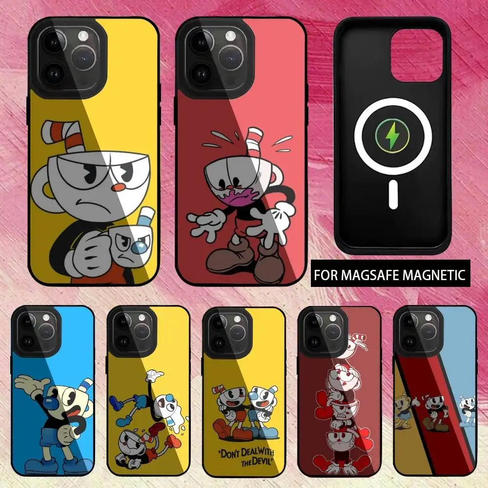 

C-Cuphead12 and M-Mugman Phone Case For iPhone17,16,15,14,13,12,11 Plus,Pro Max Magnetic Magsafe Wireless Charging