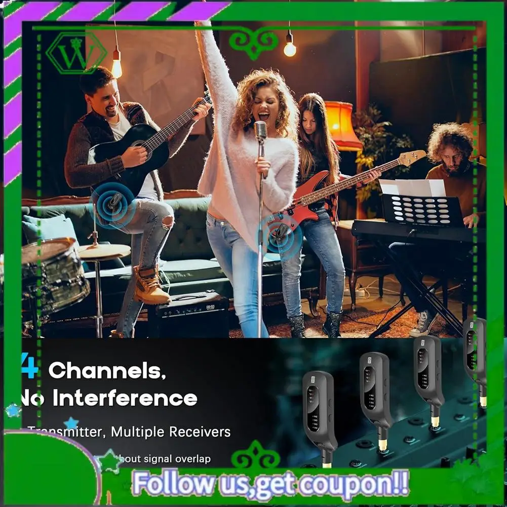 

Reliable-5.8Ghz Wireless Guitar Audio System Rechargeable Transmitter And Receiver Electric Guitar Bass Parts Guitar Accessories
