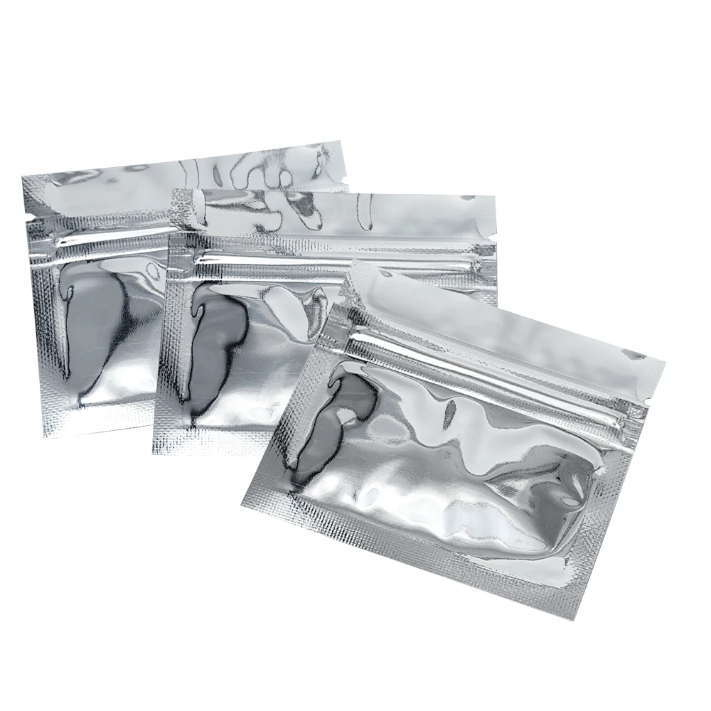 7.5x6.3cm Small Size Zip Lock Reclosable Mylar Foil Packing Bag Food Snack Powder Tea Packaging Aluinum Foil Silver Zipper Bags