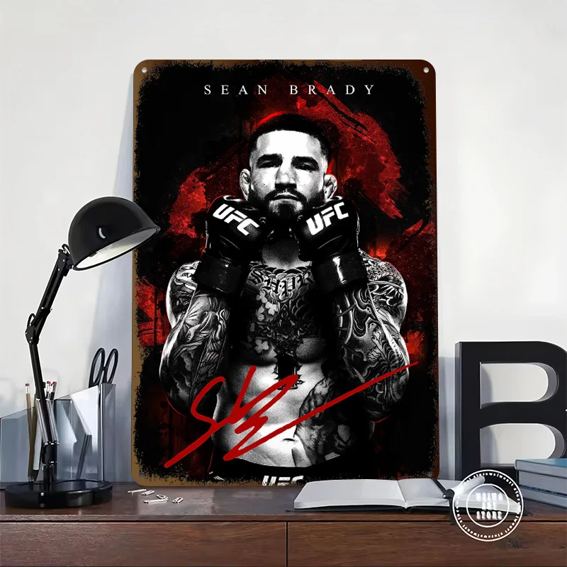 Sean Brady Fighter Portrait Tinplate Poster Customized Wall Art Vintage Metal Signs Retro Plates for Mancave Decoration Gaming
