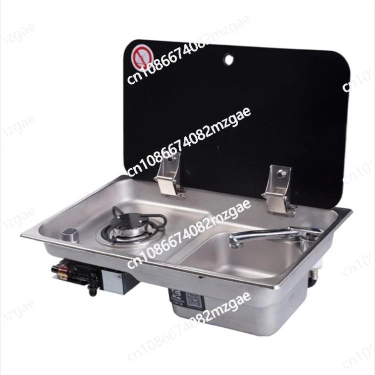 304 Stainless Steel RV Gas Stove Water Basin Set, Modified Car Living Accessories for Trailer Camel Bed and Camping