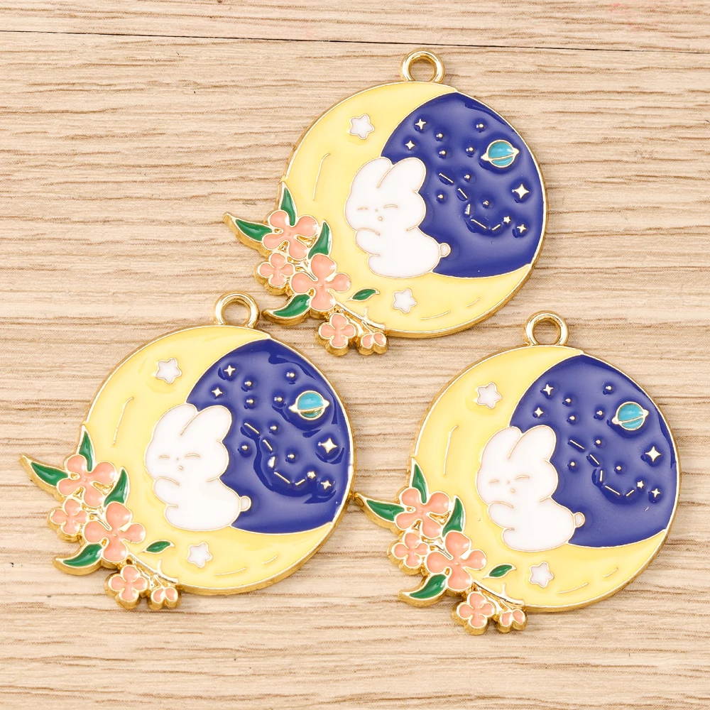 Tusember 10 Stück niedliche Blumen-Kaninchen-Anhänger aus Legierung, Kawaii-Blumen-Kaninchen-Anhänger für DIY-Armbänder, Halsketten, Schmuckherstellung – Detail 13