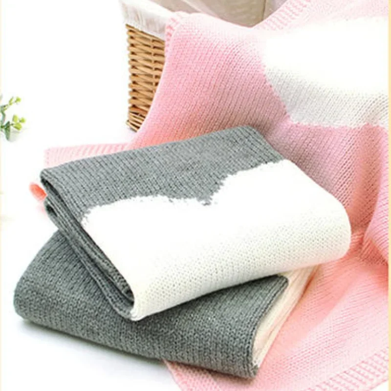 

Newborn Baby Knitted Blanket Heart Shaped Soft Warm Toddler Blanket 0-1Y Sleep Quilts Covers for Stroller 95*75cm Baby Throwing