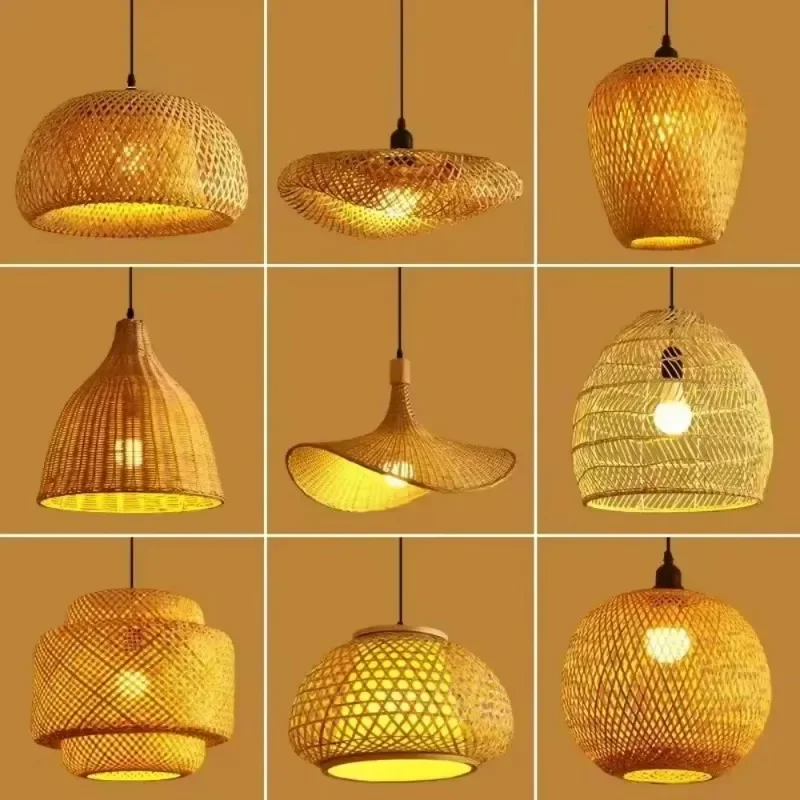 Rattan Wicker Pendant Ceiling Light, Luminárias De Bambu, Iluminação Home Decor, Aplicar para o quarto, Hotel, abajures de cozinha, 50cm