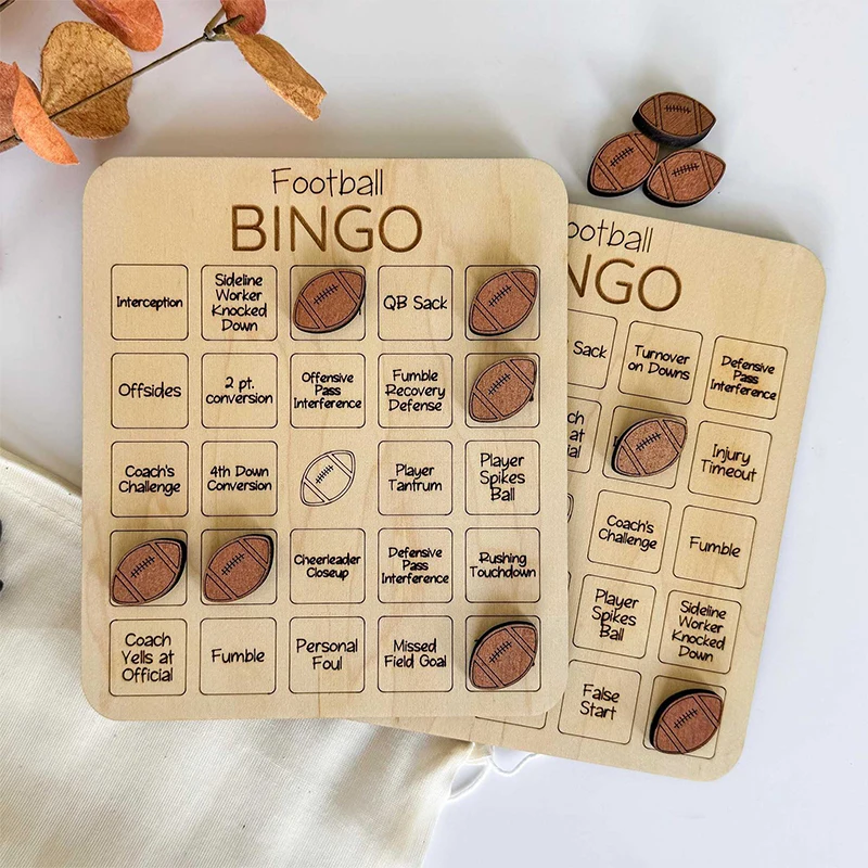 Ball Bingo Game Sport-Themed Family Game Night - Soccer/Baseball/Basketball/Football Bingo Game Wooden Bingo Board House betting