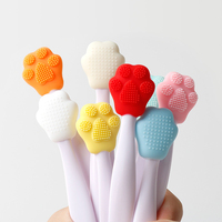 Cat Paw Double-sided Wash Face Silicone Brush Exfoliating Nose Clean Blackhead Removal Brushes Tools With Replacement Head