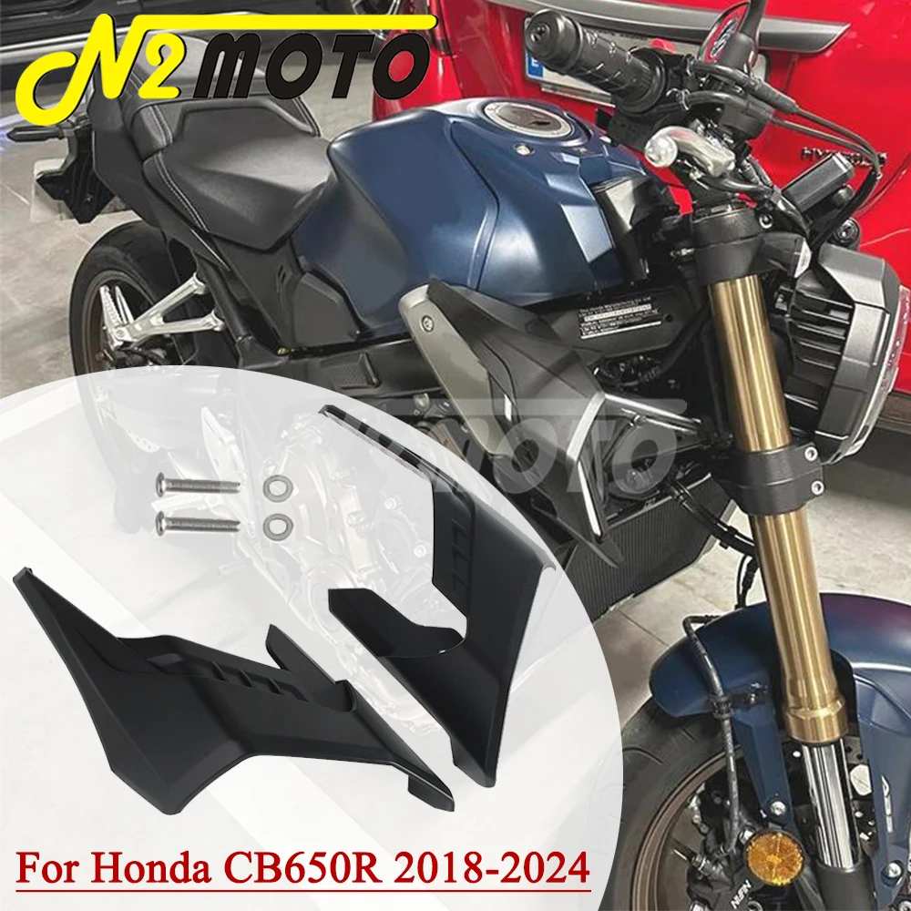 CB650R Motorcycle Fairing Winglet Fin Trim Cover Left & Right Side Winglets Black Plastic Wind Shield For Honda CB650R 2018-2024