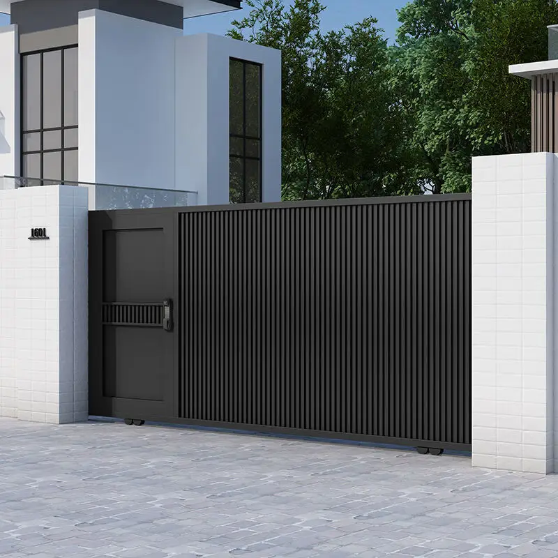 

Modern House Outdoor Main Gate Design Metal Automatic Electric Sliding Gate Front Driveway Garden Gates for Houses