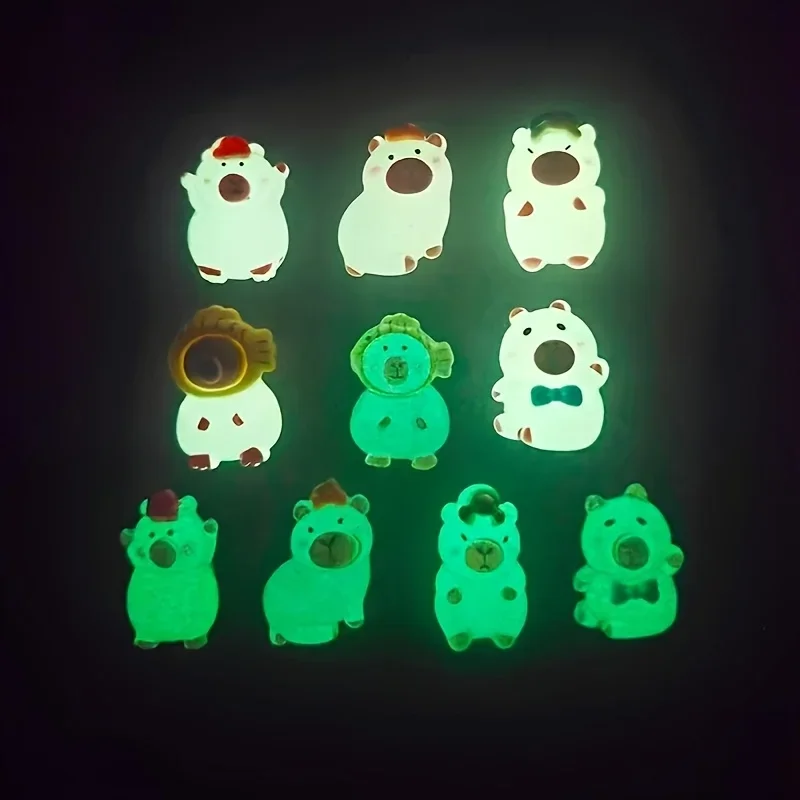 Colorful Glow-in-the-Dark Cartoon Capybara DIY Kit - 21pcs Set (20 Mixed Capybaras + 1 Suitcase)