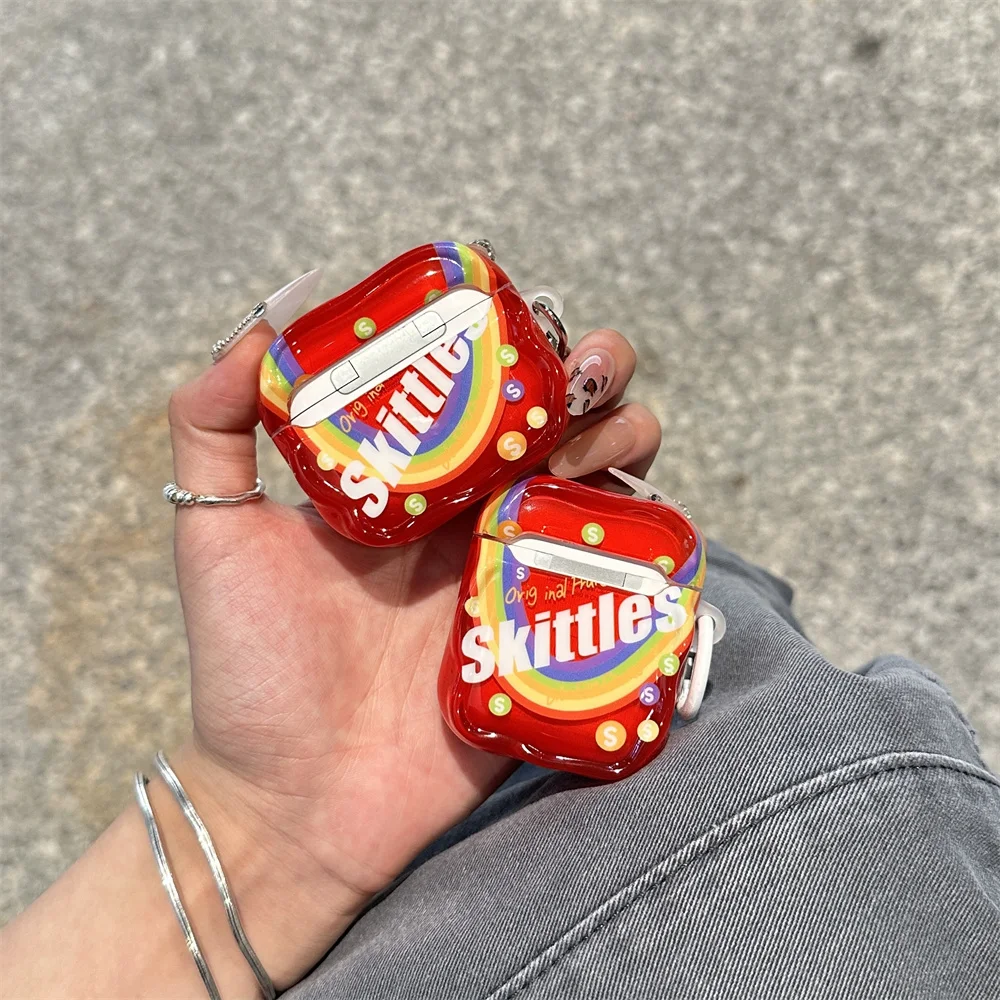 Cute red rainbow headphone case suitable for Apple Airpods 4 3 Pro 2-Lid Charm Silicone Earphone Charging Case suitable for Airp - Image 4